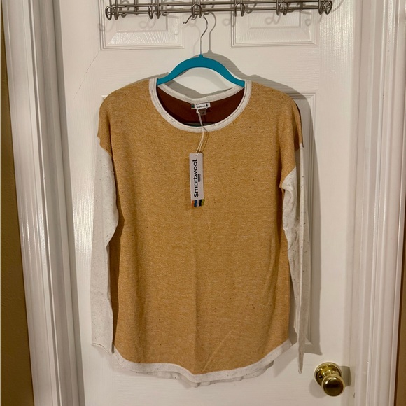 NWT Smartwool Creme, Yellow, and Brown Crew Neck Sweater - Picture 5 of 5